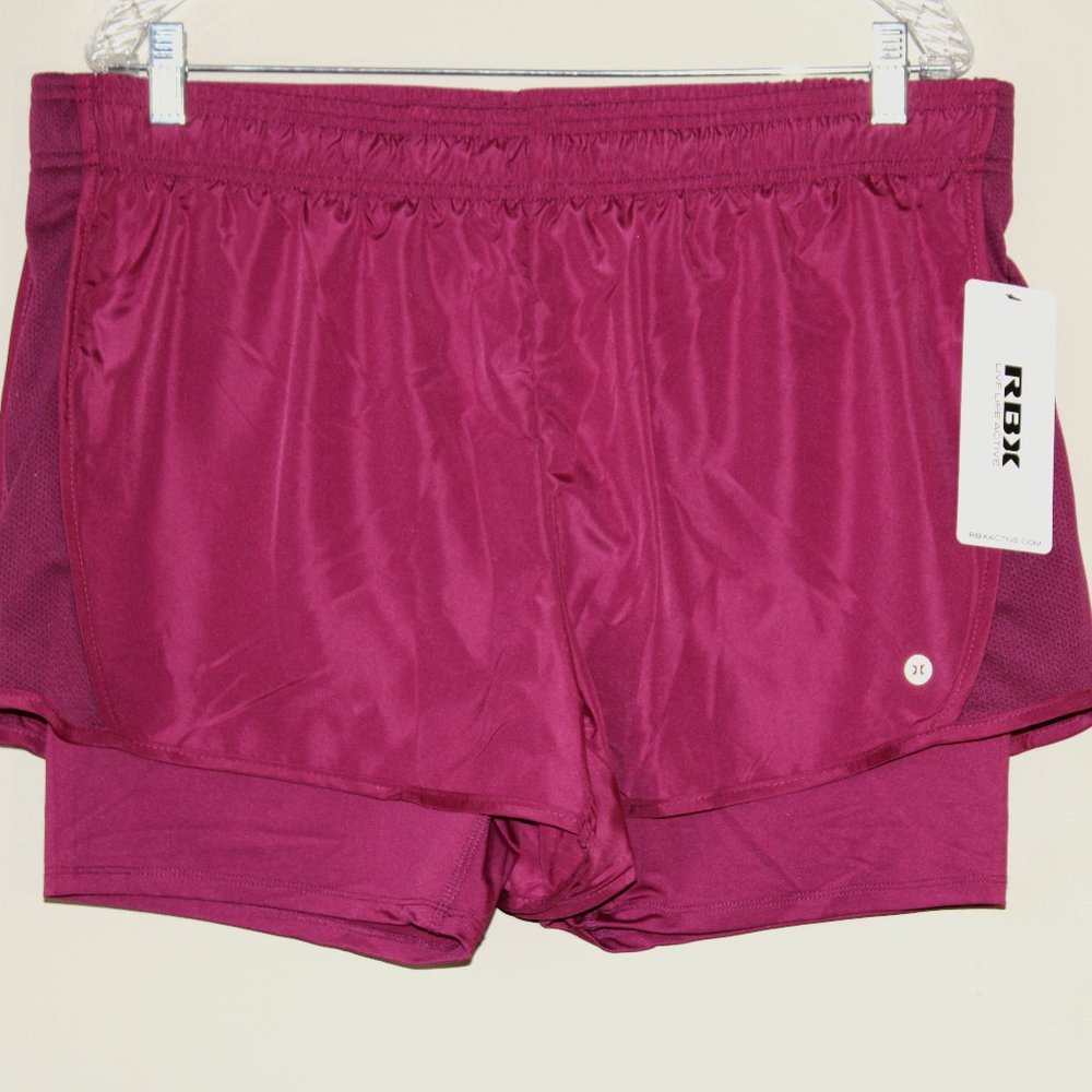 New Women's RBX Activewear Comfort Waist Exercise Shorts - Size XL, Deep Fuchsia